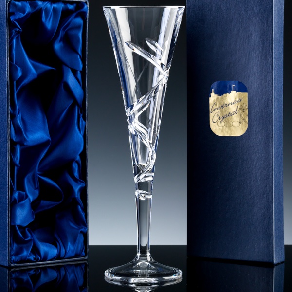 Inverness Crystal Swirl Fully Cut 24% Lead Crystal 6oz Conical Champagne Flute